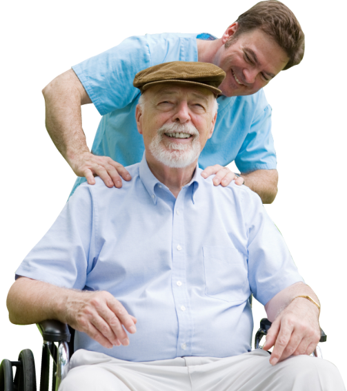 caregiver and senior man